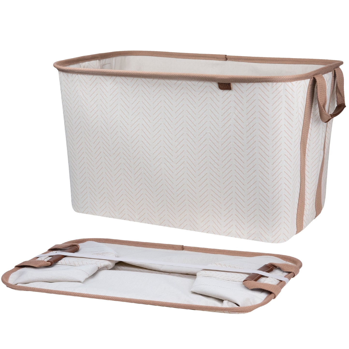 Collapsible Laundry Basket LUXE - Herringbone