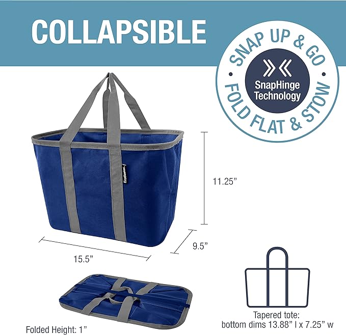Farmer's Market Eco Basket 3PK- Blue w/Grey Trim