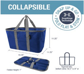 Farmer's Market Eco Basket 3PK- Blue w/Grey Trim