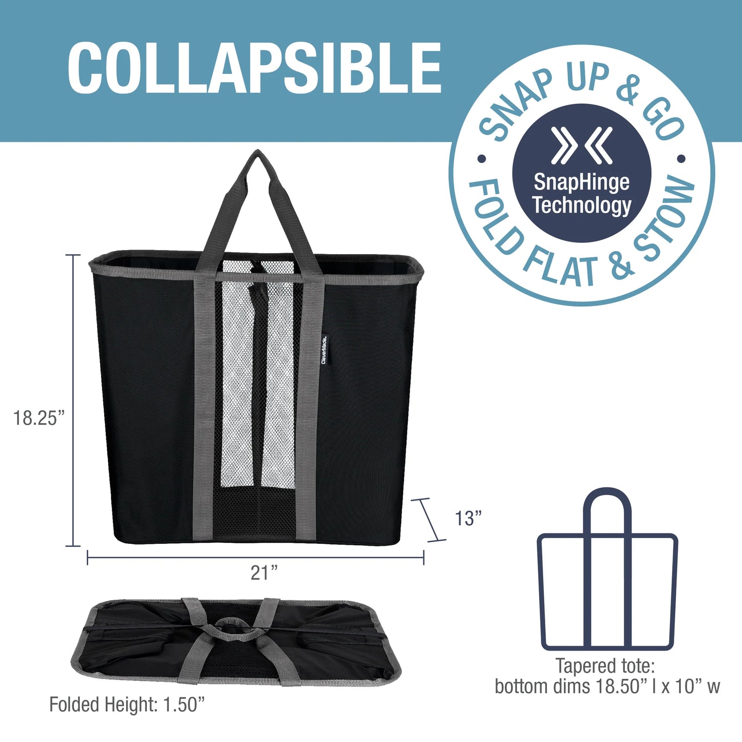 Collapsible Laundry Caddy Mesh - Charcoal