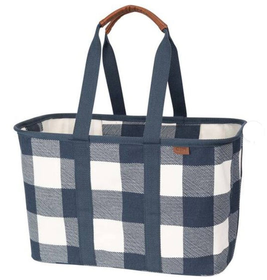 Collapsible Laundry Tote LUXE - Navy/Cream