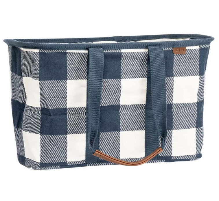 Collapsible Laundry Tote LUXE - Navy/Cream