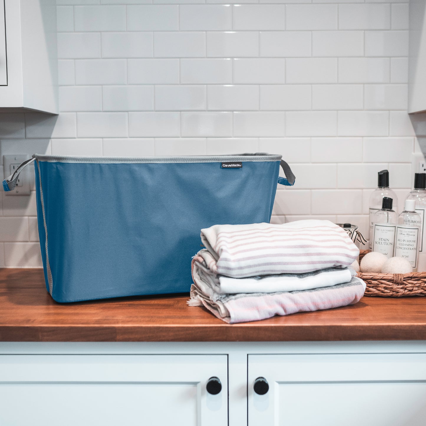 Collapsible Laundry Basket - Denim/Charcoal
