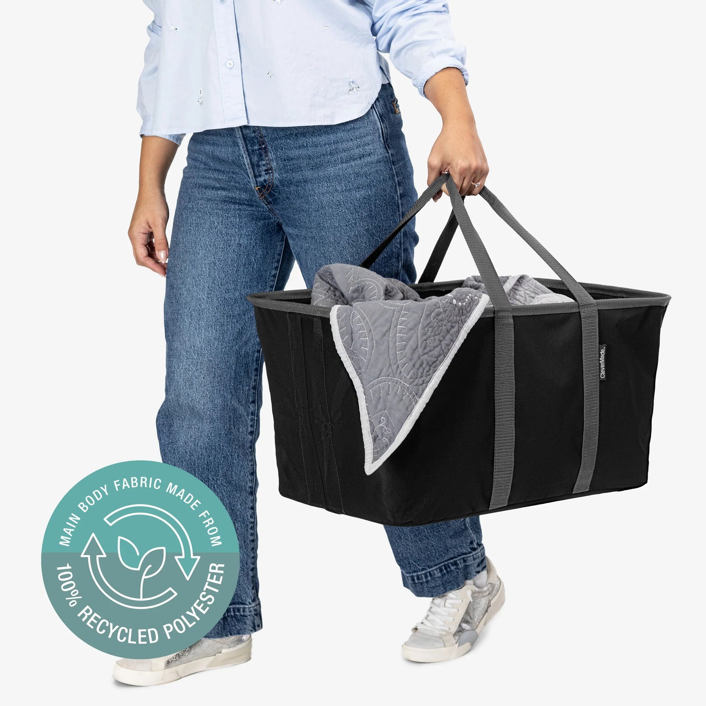 Collapsible Laundry Tote - Midnight Black