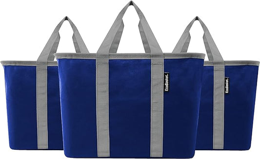 Farmer's Market Eco Basket 3PK- Blue w/Grey Trim