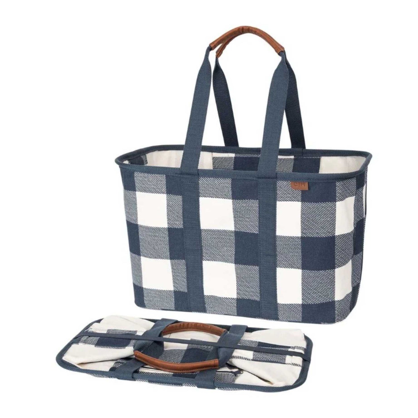Collapsible Laundry Tote LUXE - Navy/Cream