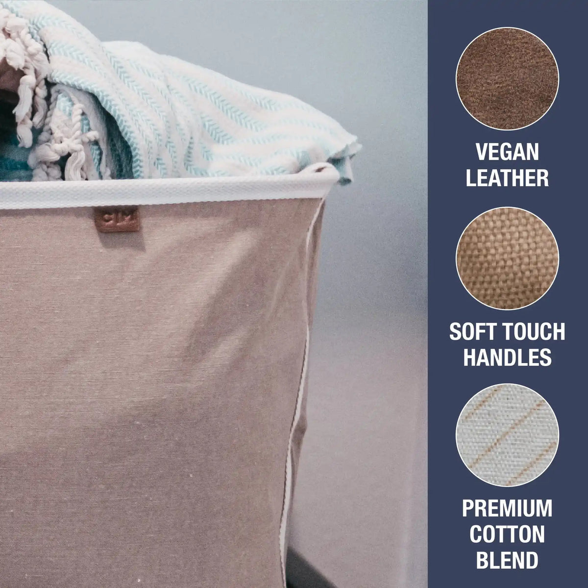Collapsible Laundry Basket LUXE - Herringbone  Clevermade Australia