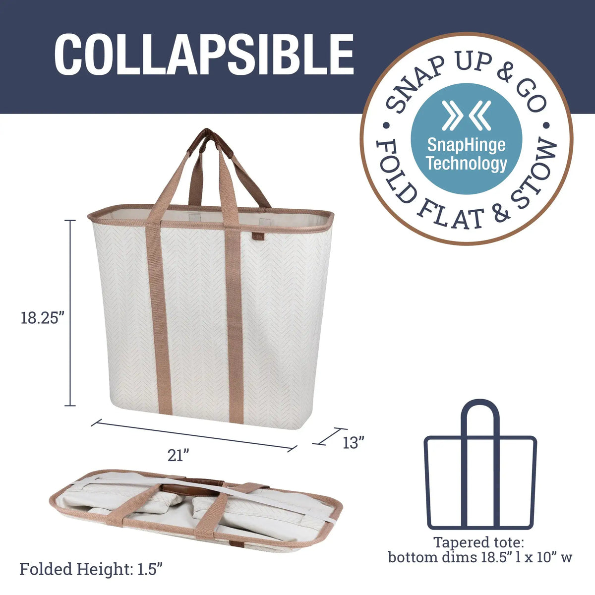 Collapsible Laundry Caddy LUXE - Herringbone  Clevermade Australia