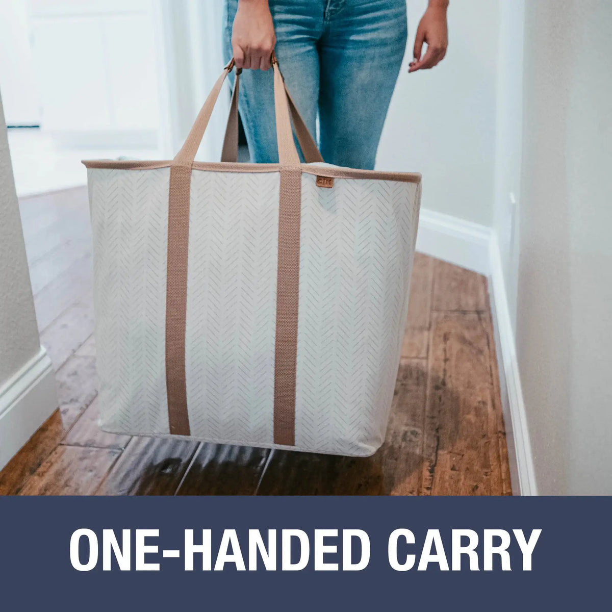 Collapsible Laundry Caddy LUXE - Herringbone  Clevermade Australia